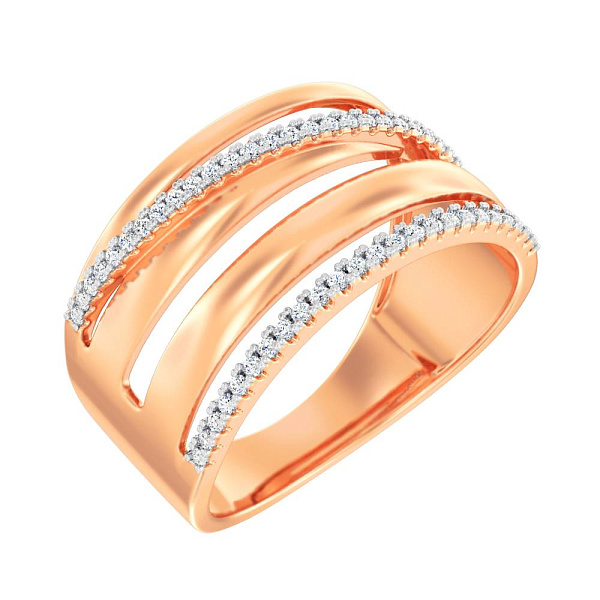 Широка золота каблучка з доріжками з фіанітів (арт. 140856) – зображення 1