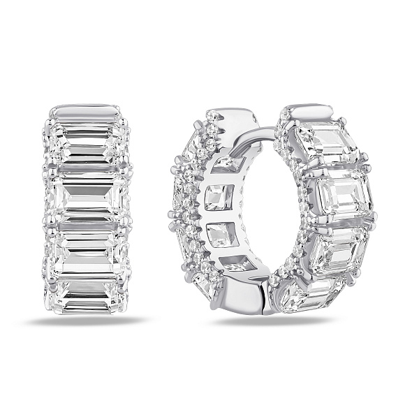 Серебряные серьги-кольца с фианитами (арт. 7502/10427/20) – изображение 1