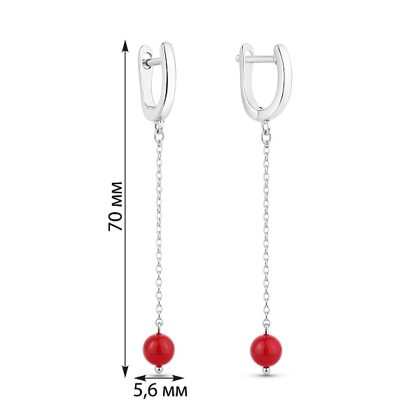 Серьги-подвески с кораллами (арт. 7502/2136156Крк) – изображение 2