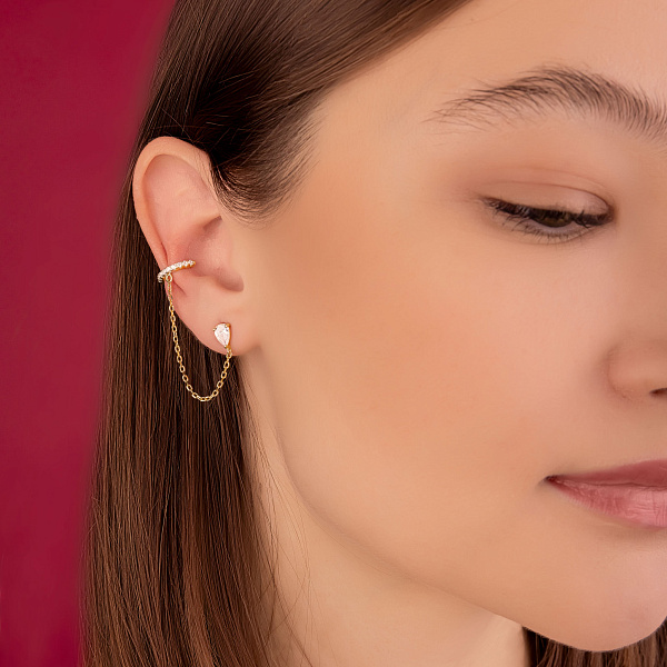 Серьги из серебра Trendy Style з каффой и фианитами (арт. 7518/6562ж) – изображение 2