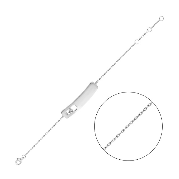 Браслет из серебра с пластиной и одним фианитом (арт. 7509/3194) – изображение 1