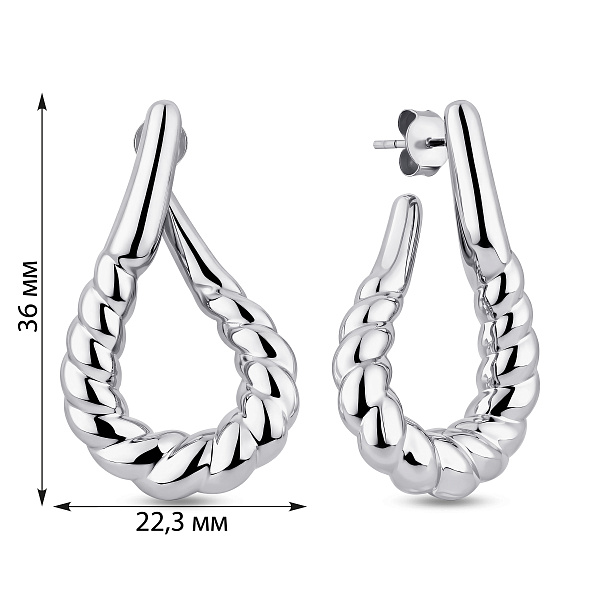 Широкие серьги-пусеты без камней (арт. 7518/7297) – изображение 2