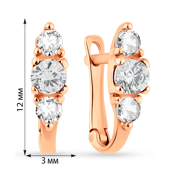 Детские серьги из красного золота с фианитами (арт. 101409) – изображение 2