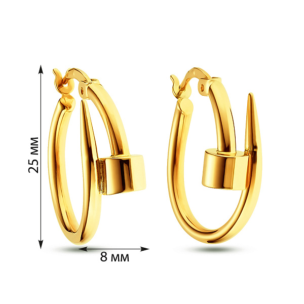 Сережки з жовтого золота без каміння (арт. 104996/25ж) – зображення 2