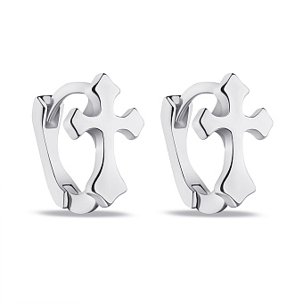 Фото Серьги-кольца из серебра Крестики (арт. 7502/9136/10)