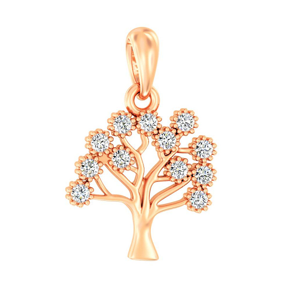 Золотой кулон "Дерево" с фианитами (арт. 440695) – изображение 1