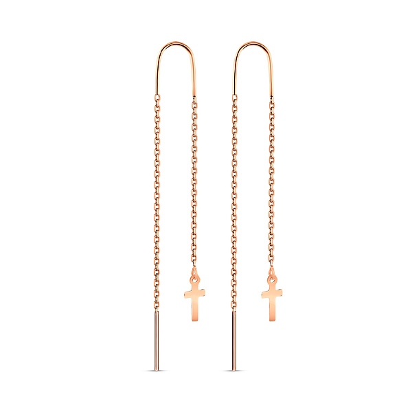Золоті сережки-протяжки з хрестиками (арт. 109287) – зображення 1
