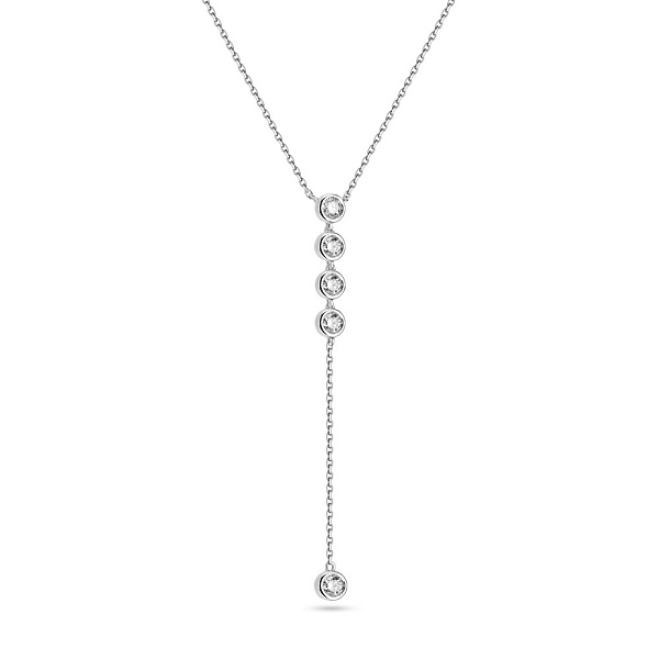 Колье-галстук из белого золота с бриллиантовой дорожкой (арт. Ц341283020/8б) – изображение 1