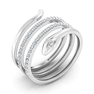 Кольцо из белого золота с фианитами (арт. 1401030б)