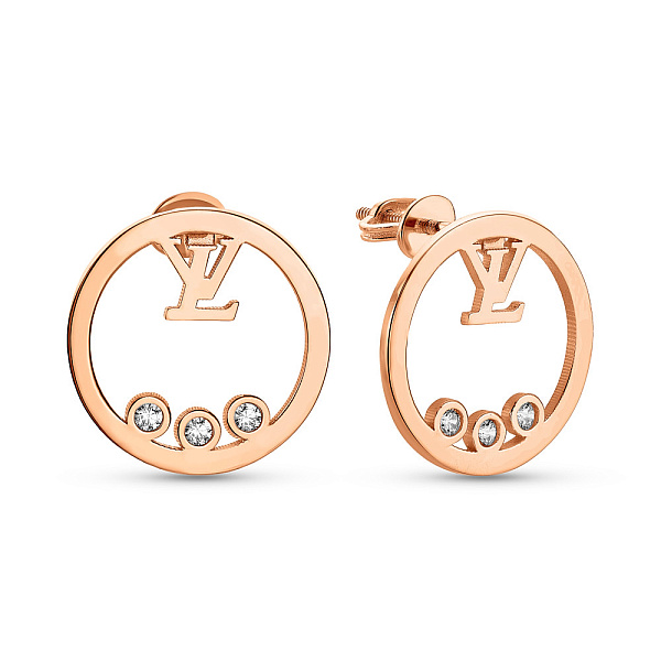 Сережки-пусети з червоного золота з фіанітами (арт. 109449) – зображення 1