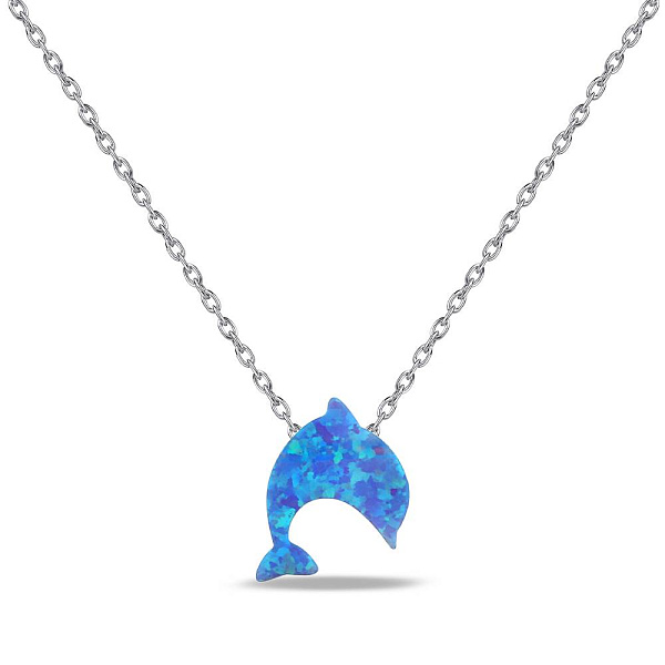 Серебряное колье Дельфин с опалом (арт. 7507/КЛ2ОПГ/426) – изображение 1