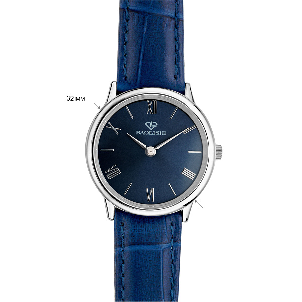 Серебряные  кварцевые часы с кожаным ремешком (арт. 7526/333ин) – изображение 3