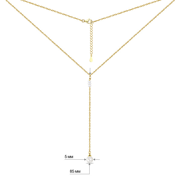 Серебряное колье с жемчугом и желтым родированием (арт. 7507/1766жжб) – изображение 3