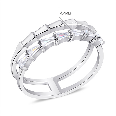 Двойное кольцо серебряное с фианитами  (арт. 7501/5913)