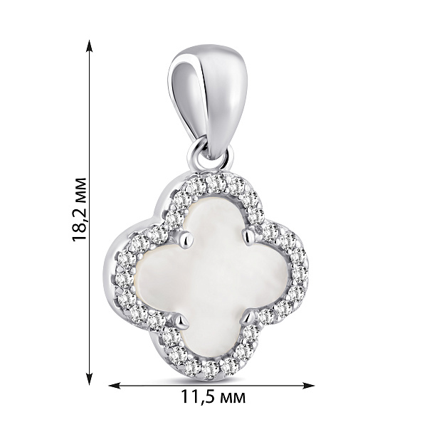 Серебряный кулон Клевер с перламутром (арт. 7503/2169536/10п) – изображение 2