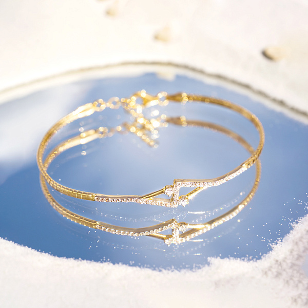 Браслет из желтого золота с фианитами (арт. 323092ж) – изображение 2