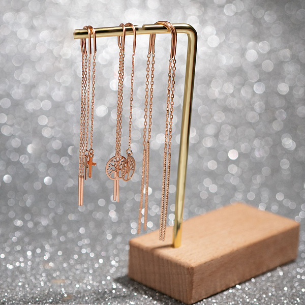 Золоті сережки-протяжки з хрестиками (арт. 109287) – зображення 2