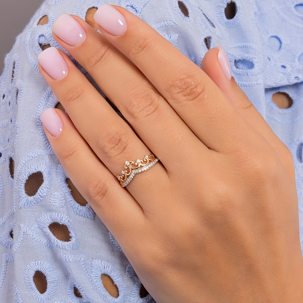 Каблучка Корона з червоного золота (арт. 140878) – зображення 2