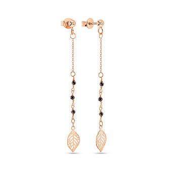 Золотые серьги-пусеты с подвеской на цепочке (арт. 109236о)