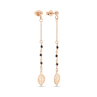 Золоті сережки-пусети з підвіскою на ланцюжку (арт. 109236о)