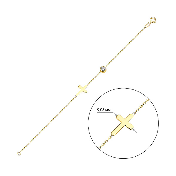 Браслет из желтого золота с крестиком (арт. 323896ж) – изображение 3