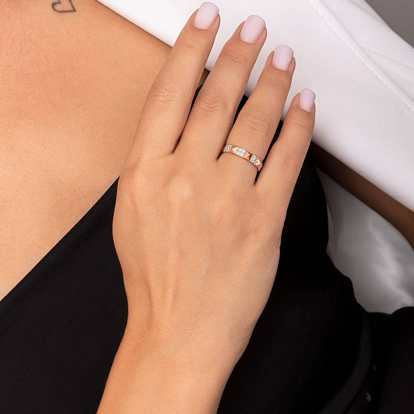 Золота каблучка з фіанітами (арт. 141340) – зображення 4