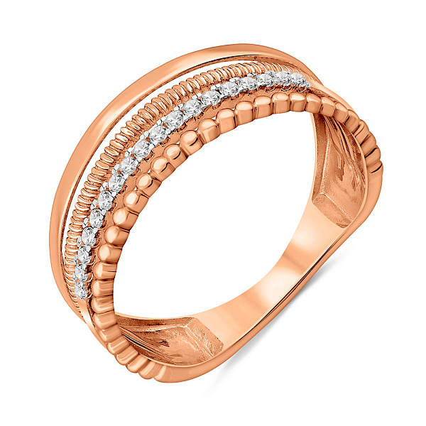 Каблучка з червоного золота з фіанітами (арт. 140758) – зображення 1