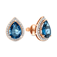 Золотые серьги с топазом и фианитами (арт. 111249Пл)