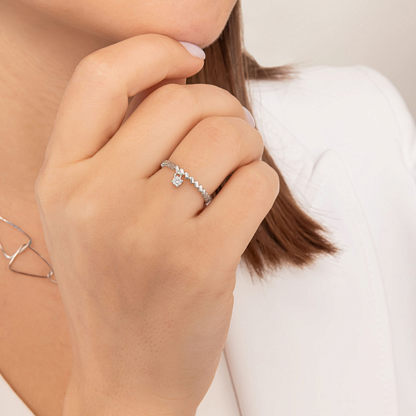 Каблучка з білого золота з діамантом (арт. К011781010б) – зображення 2