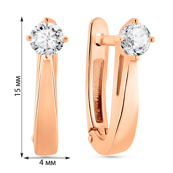 Сережки з червоного золота з фіанітами (арт. 2109085101) – зображення 3