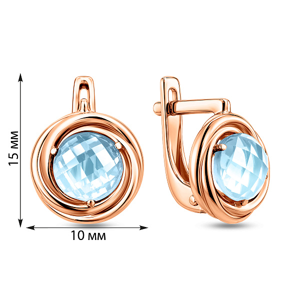 Сережки з червоного золота з топазом (арт. 110377Птг) – зображення 2