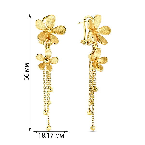 Золотые серьги-подвески Francelli Цветы (арт. 107417ж) – изображение 3