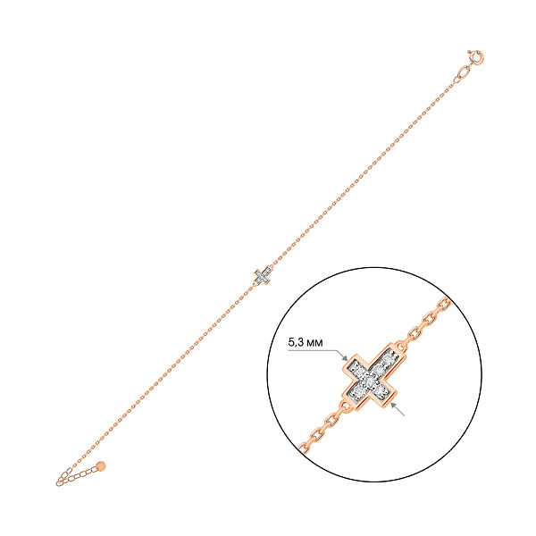 Браслет з червоного золота з діамантами (арт. Б011624005) – зображення 3