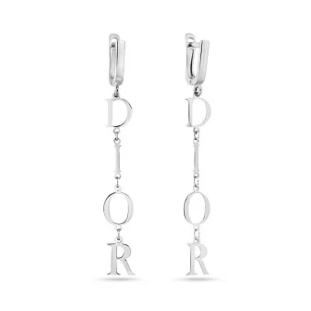 Сережки-підвіски з білого золота (арт. 107890б)