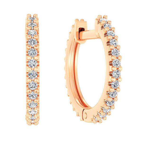 Золоті сережки кільця з діамантами  (арт. С011483020) – зображення 1