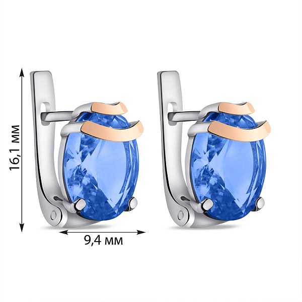 Срібні сережки з аквамарином (арт. 7202/685Амсп) – зображення 2