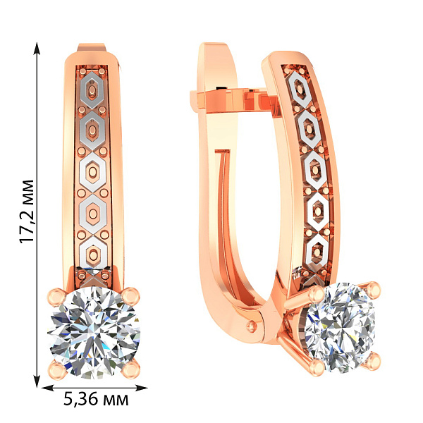 Золотые серьги с фианитом (арт. 116200) – изображение 2