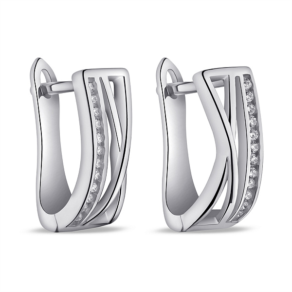 Серебряные серьги с дорожкой из фианитов (арт. 7502/9838) – изображение 1