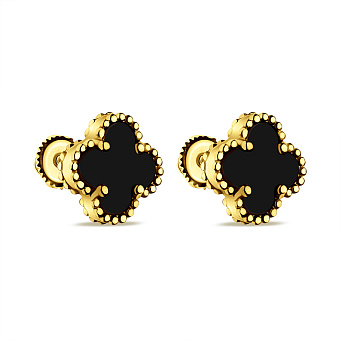 Серебряные серьги с ониксом (арт. 7518/6721/10жо)