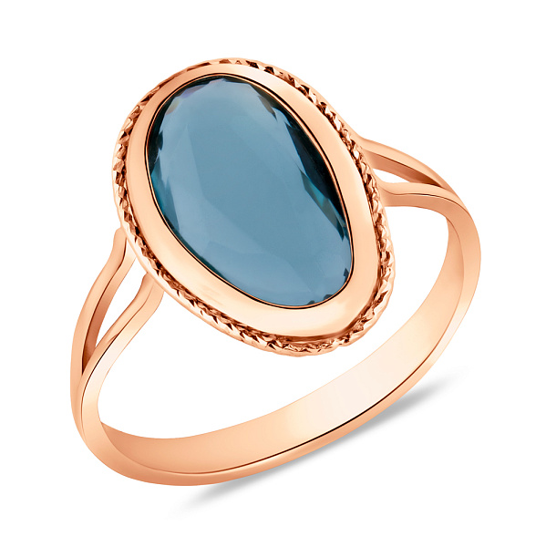 Золотое кольцо с синим кварцем  (арт. 155783Пкс) – изображение 1