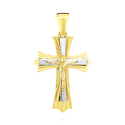 Золотой нательный крестик с распятием  (арт. 503852жб)