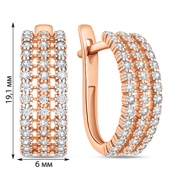 Серьги из красного золота с дорожкой из фианитов (арт. 110255) – изображение 4