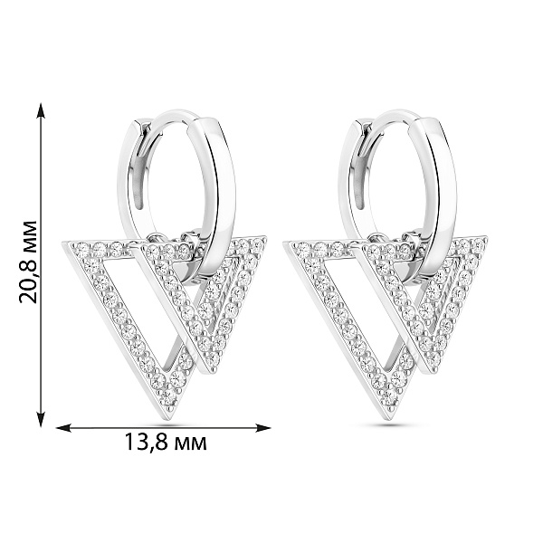 Серебряные серьги-конго с фианитами (арт. 7502/10159) – изображение 2