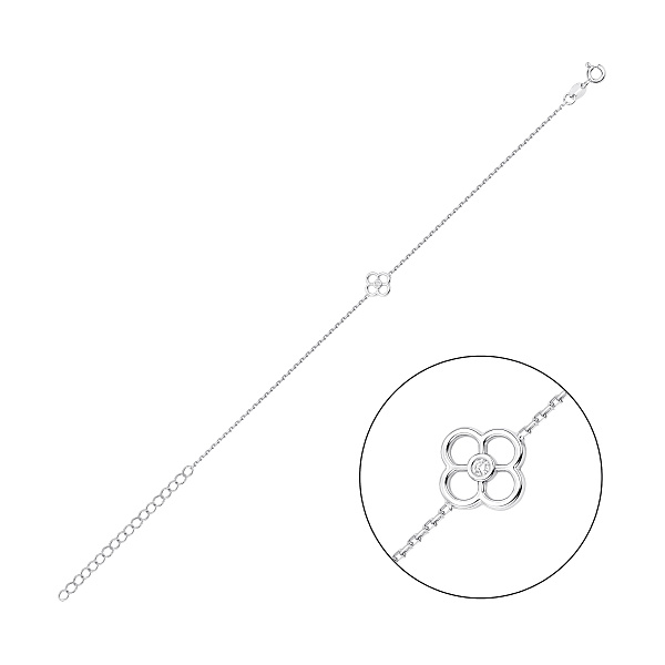 Серебряный браслет цветок с фианитом (арт. 7509/5499) – изображение 1