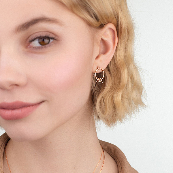 Сережки "Вузлик" з червоного золота  (арт. 111106) – зображення 3