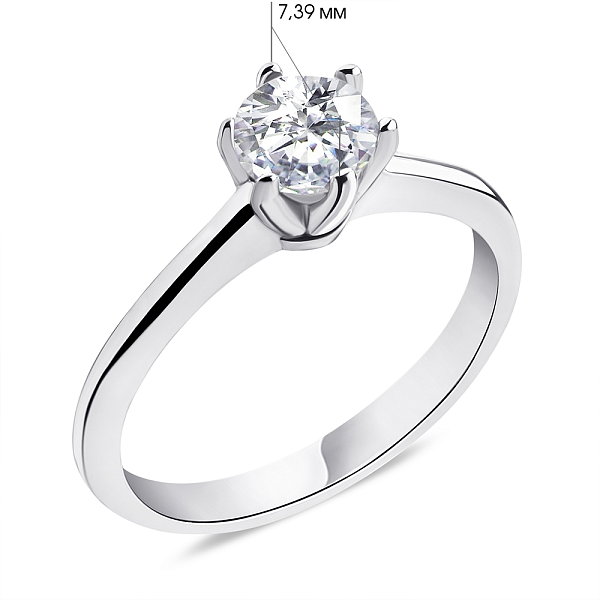 Кольцо из серебра с одним фианитом (арт. 7501/4627/3) – изображение 2