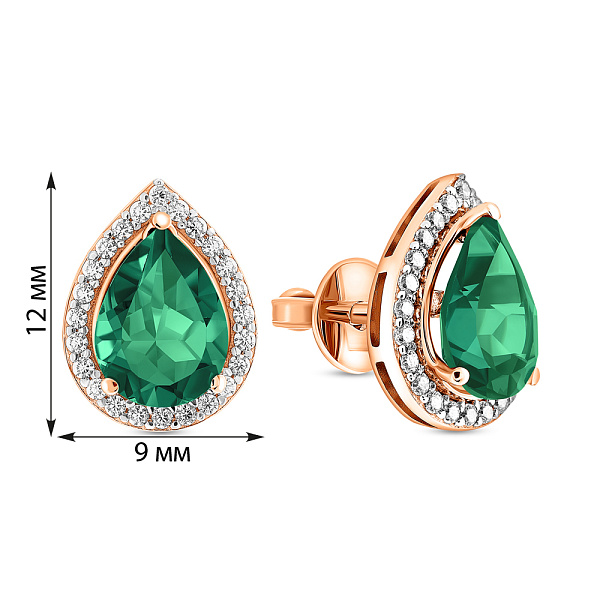 Серьги из красного золота с кварцем и фианитами (арт. 111249Пз) – изображение 6