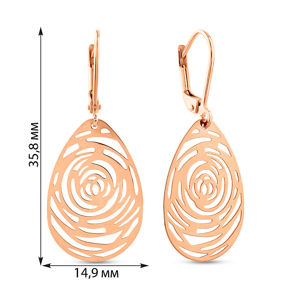 Золотые серьги-подвески (арт. 109330) – изображение 3