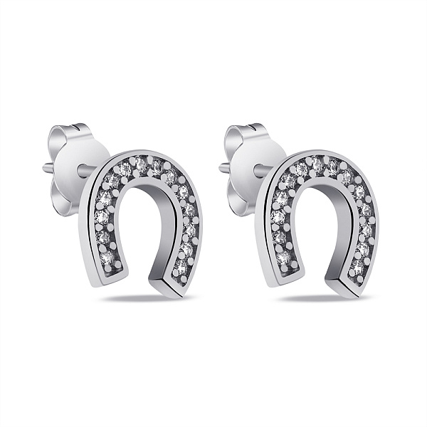 Срібні сережки Підкова з фіанітами (арт. 7518/7102/1) – зображення 1