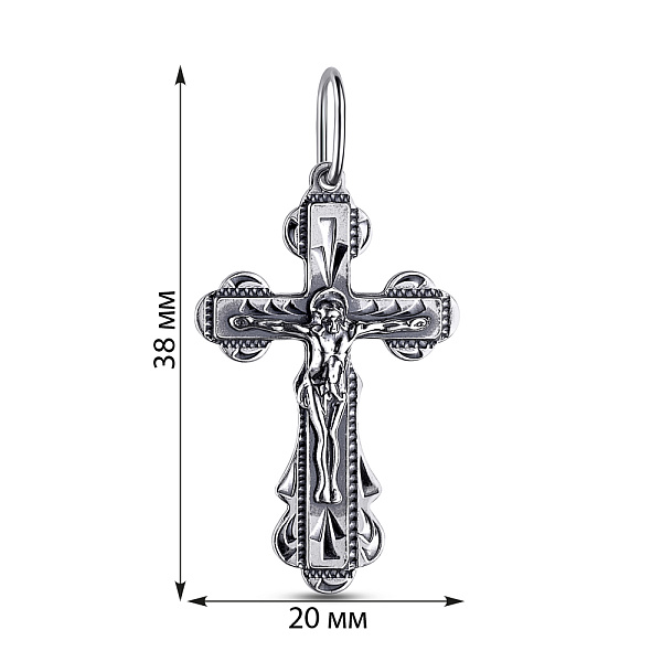 Срібний натільний хрестик з розп'яттям (арт. 7904/3532-ч) – зображення 2
